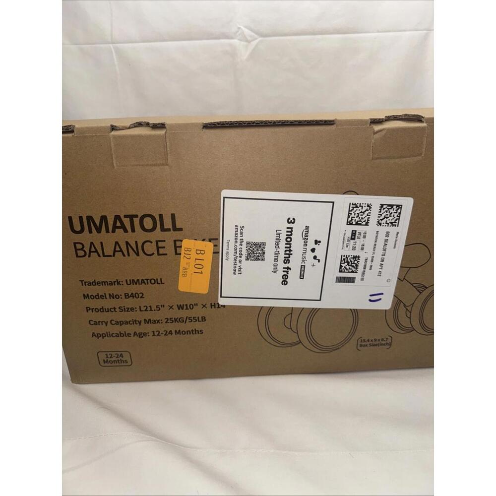 Umatoll Balance Bike,  Kids Products Color Black 12-24 Months Model No B402